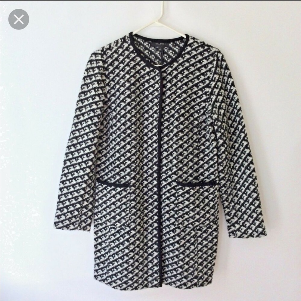 Talbots black/white tweed sweater jacket!